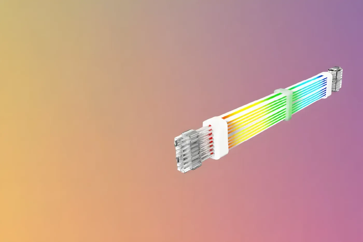 The GameMax extension cable connectors shown ready to link a power supply to a graphics card
