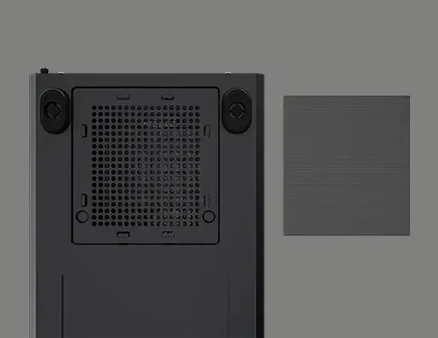 Tool-free tempered glass side panel being removed from the CLAW 460