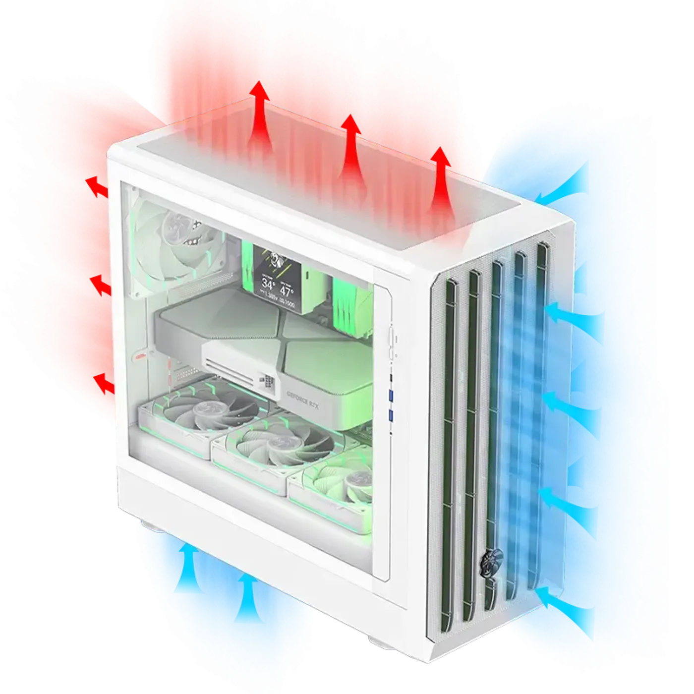 White Gamemax CLAW 460 gaming case photographed from the front
