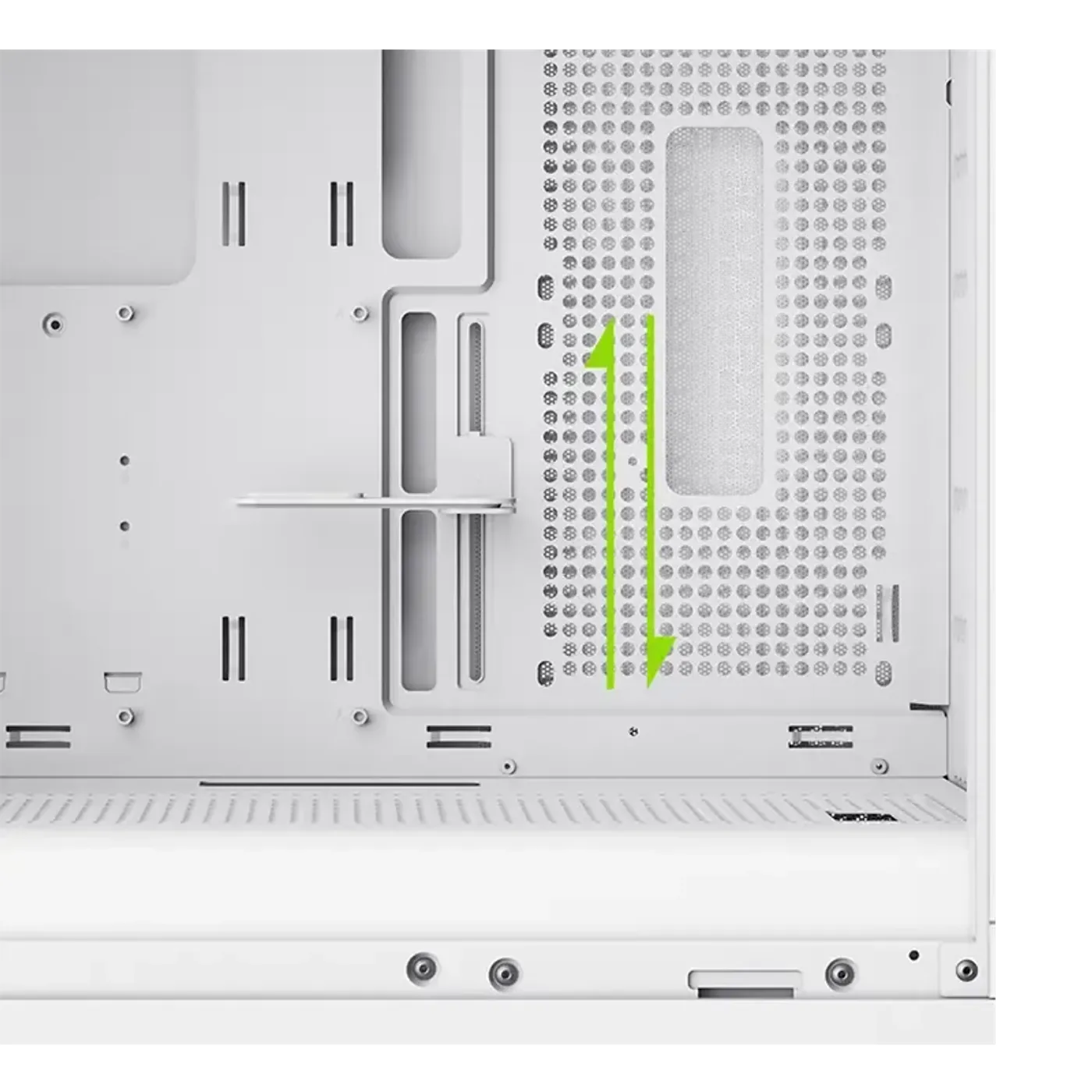 Detail of the claw-inspired front ventilation mesh on the white CLAW 460