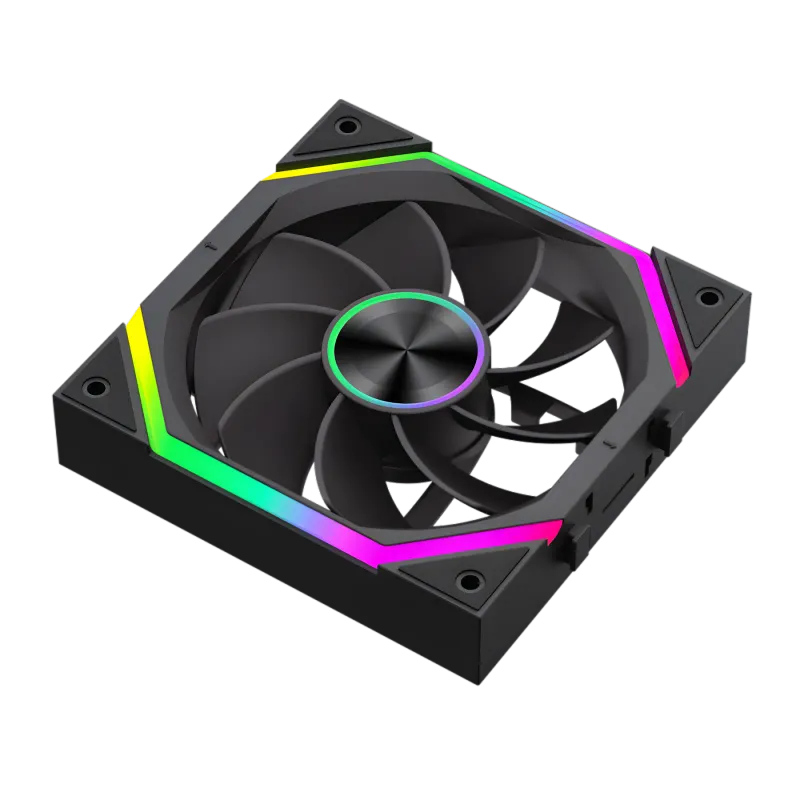 Dual-sided ARGB fan with 24 addressable LEDs showcased