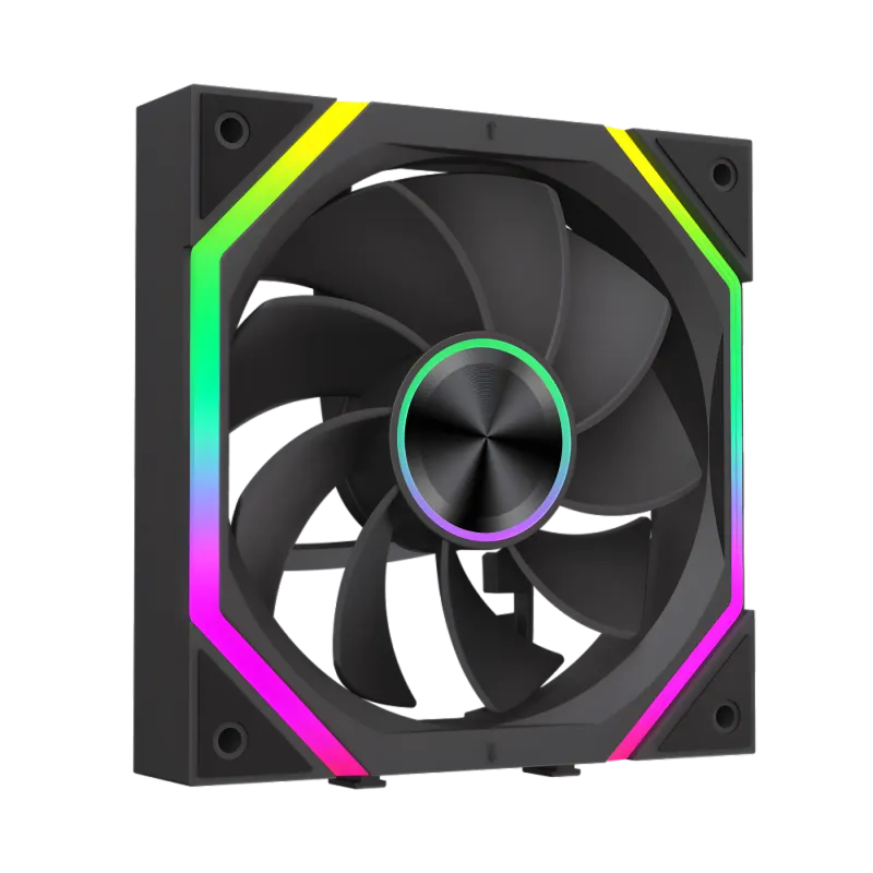 Fan center with axial aluminum CD pattern and premium finish