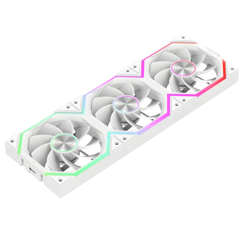 Wireless interlocking fans eliminating cable clutter in PC build