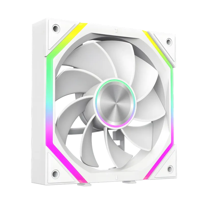Fan center with axial aluminum CD pattern and premium finish