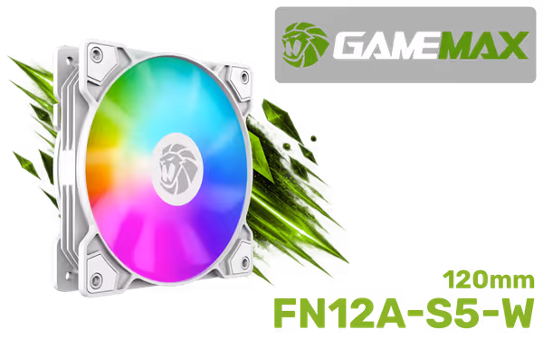 GAMEMAX FN12A-S5-W 120mm ARGB PWM Case Fan - Quiet RGB - image 1 GAMEMAX FN12A-S5-W 120mm ARGB PWM Case Fan - Quiet RGB - image 1