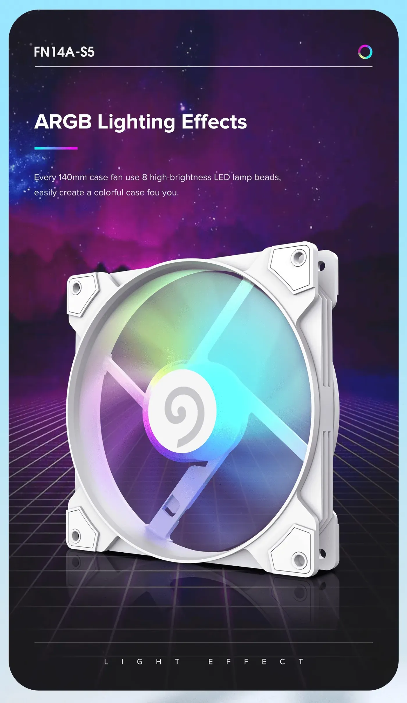 Airflow moving through the semi-transparent blades of the FN14A-S5-W