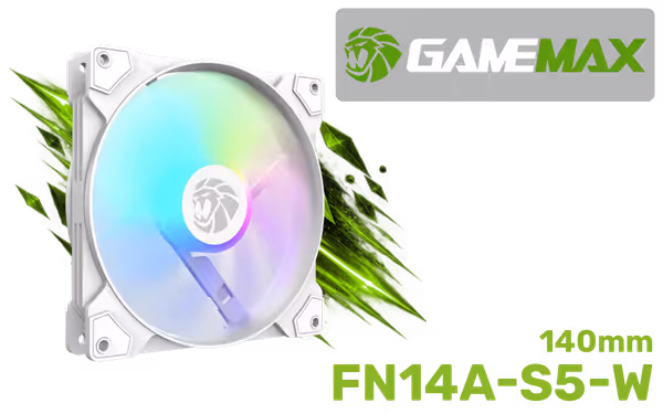 GAMEMAX FN14A-S5-W 140mm ARGB Fan — Quiet, High Airflow - image 1 GAMEMAX FN14A-S5-W 140mm ARGB Fan — Quiet, High Airflow - image 1