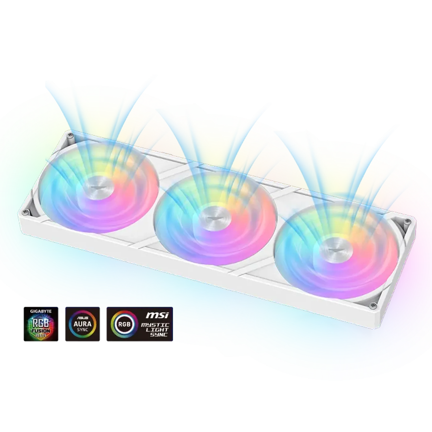 Integrated 360mm fan assembly showing high-performance blades