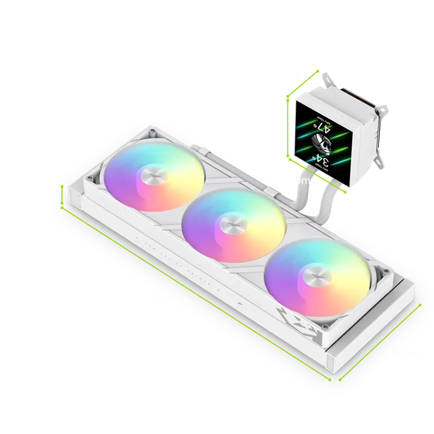 Technical size diagram for GLACIER 360 WH installation clearance
