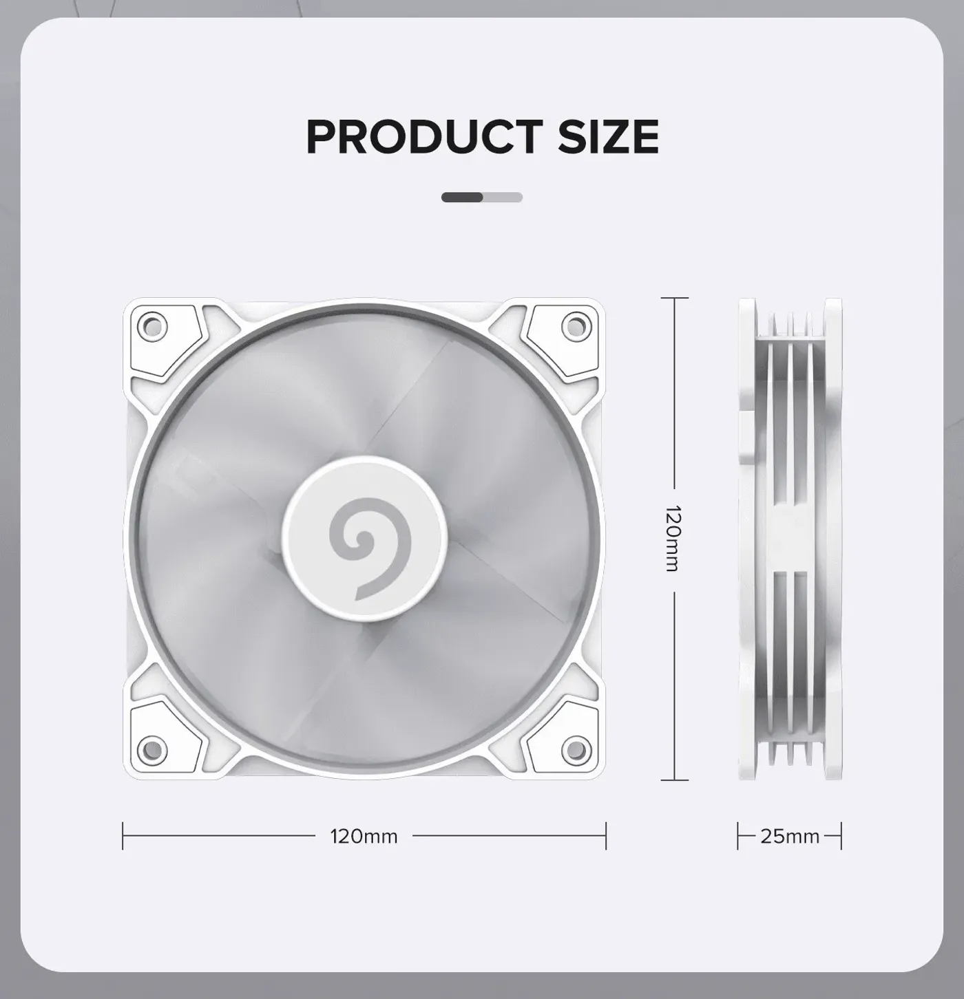Gamemax 120mm fan running inside a powered PC case