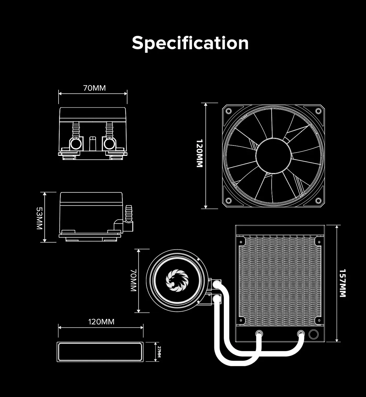 Power and ARGB connectors on the Iceburg 120 fan cable