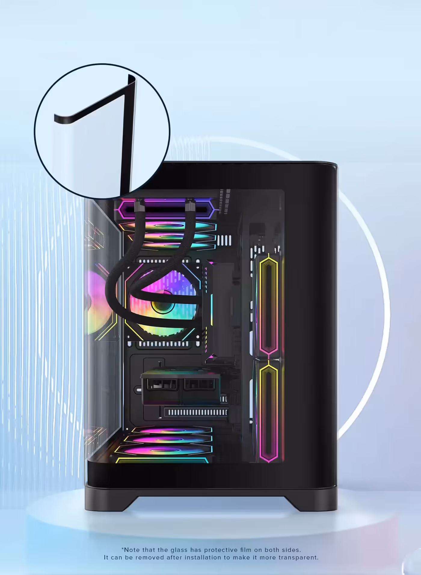 Angled view of the HYPE-M case showing its fan mounting positions