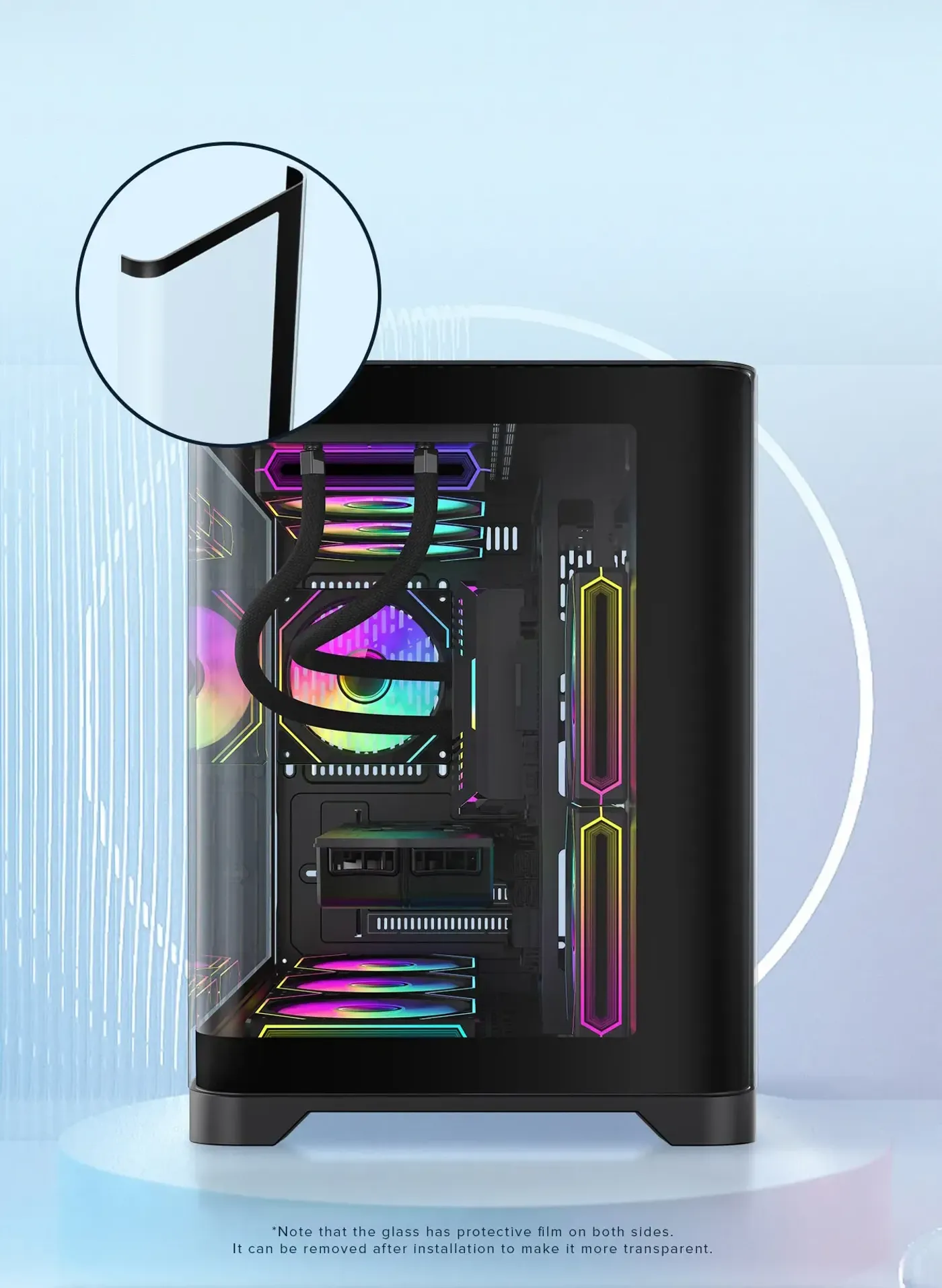 Angled view of the HYPE-M case showing its fan mounting positions