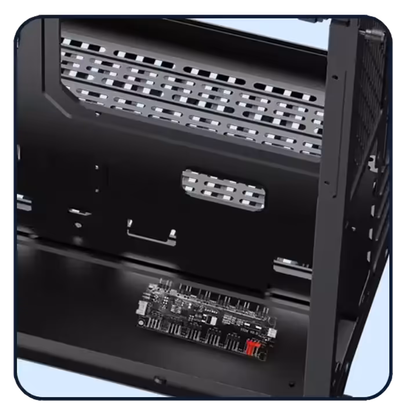 Rear of the HYPE-M case showing the exhaust and expansion slot area