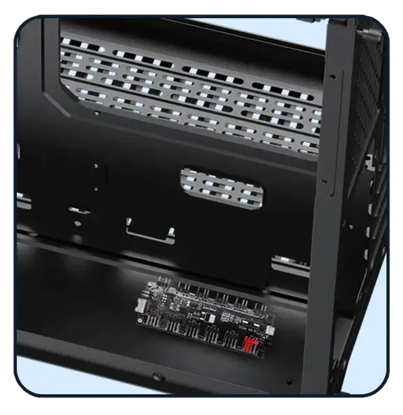 Rear of the HYPE-M case showing the exhaust and expansion slot area