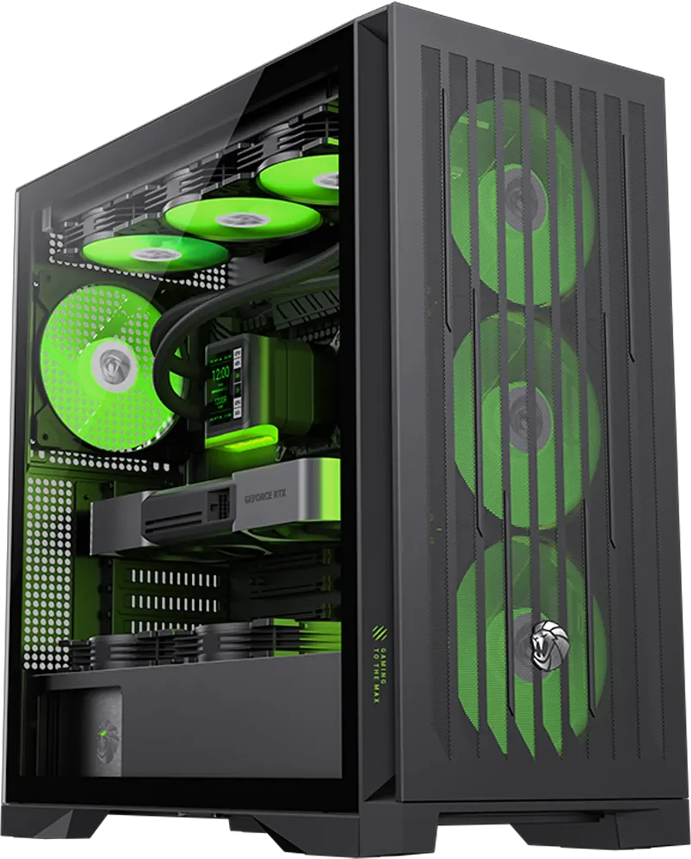 Front view of the Gamemax Leader 2 mid-tower gaming case