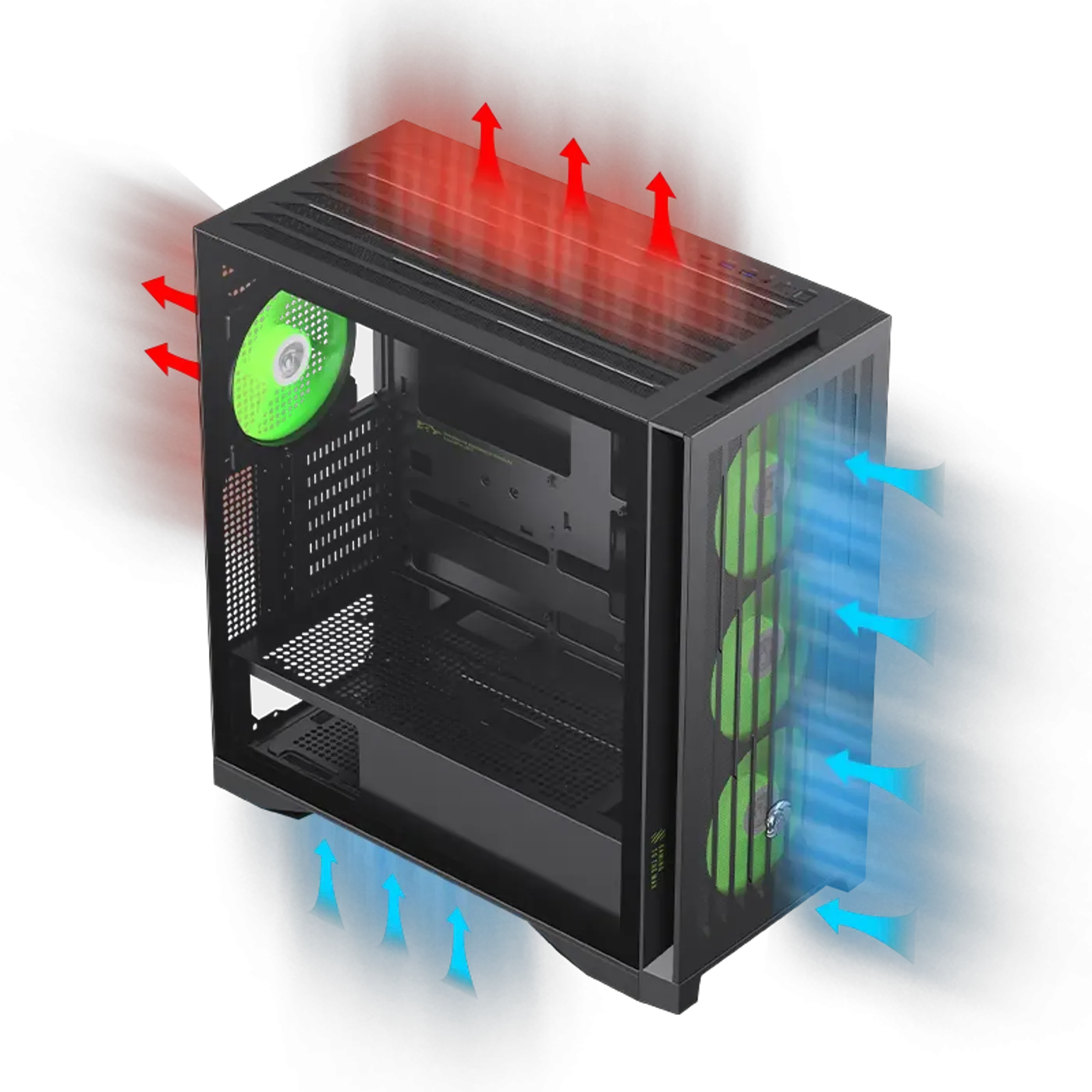 Internal airflow layout design of the Gamemax Leader 2 case