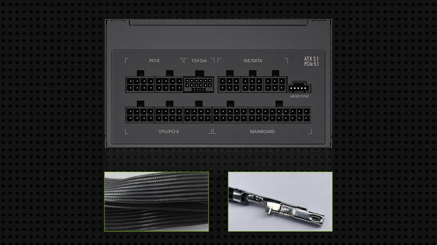 Fully modular power supply unit with organized flat cables