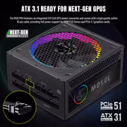Gamemax RGB PRO 1050G 1050W ATX 3.1 PSU, 80 Plus Gold (Black) - image 8