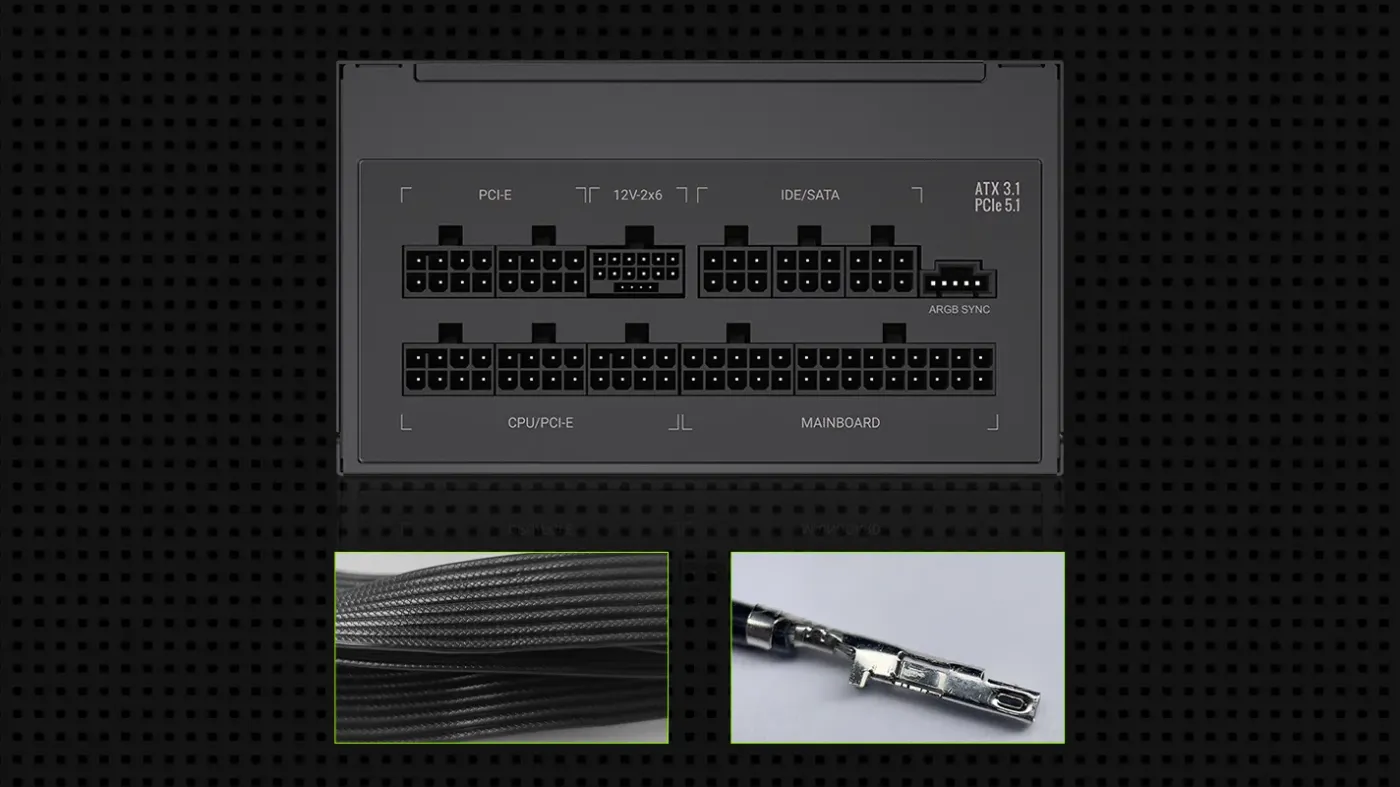 Modular power supply unit with embossed flat cables