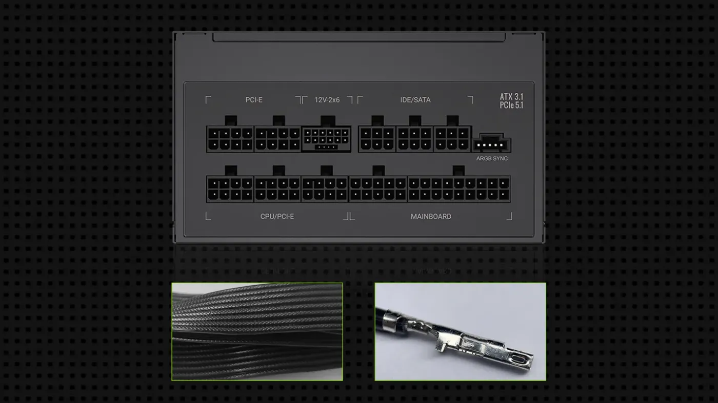 Fully modular power supply with embossed flat cable management