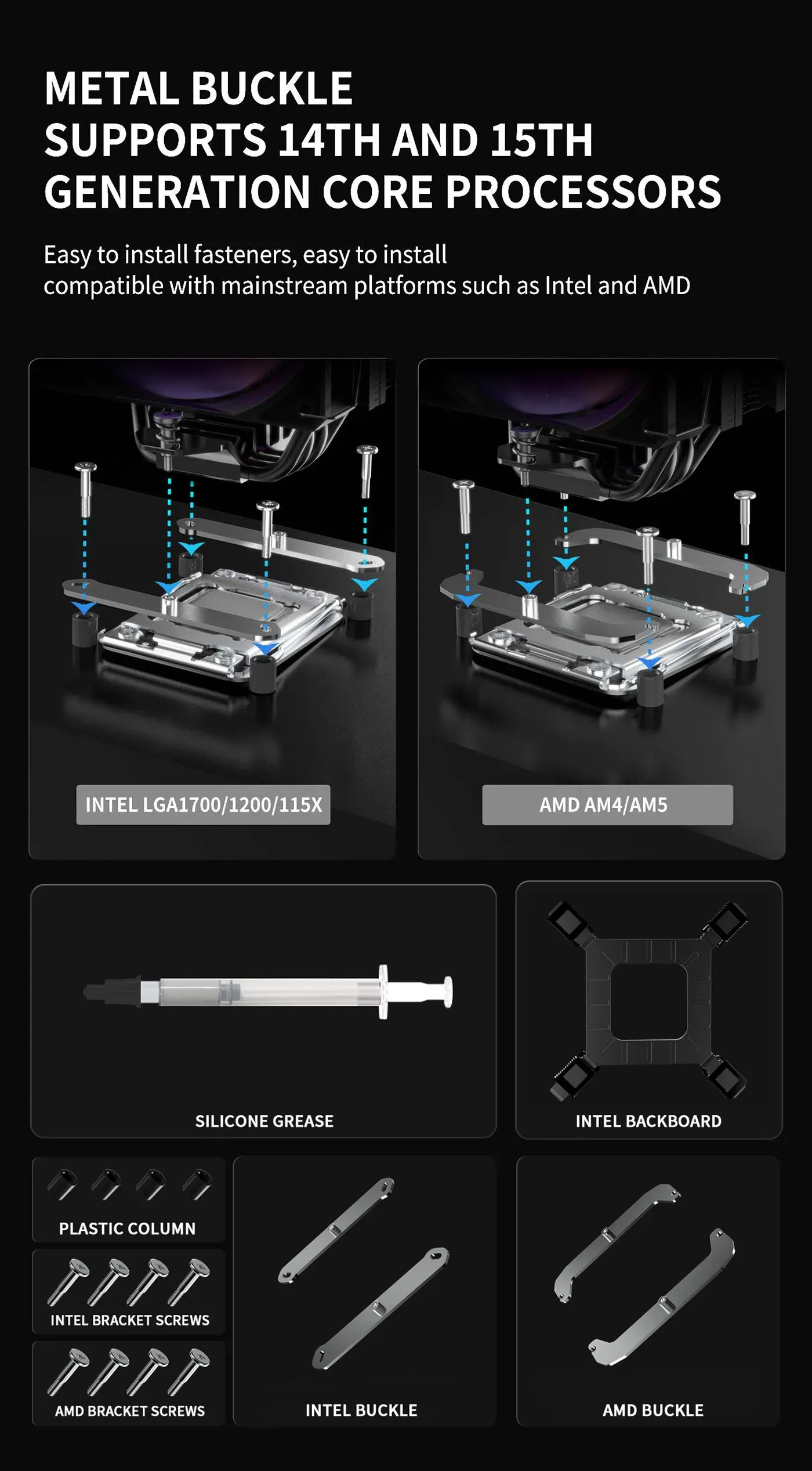 Intel and AMD mounting brackets supplied with the Sigma 520