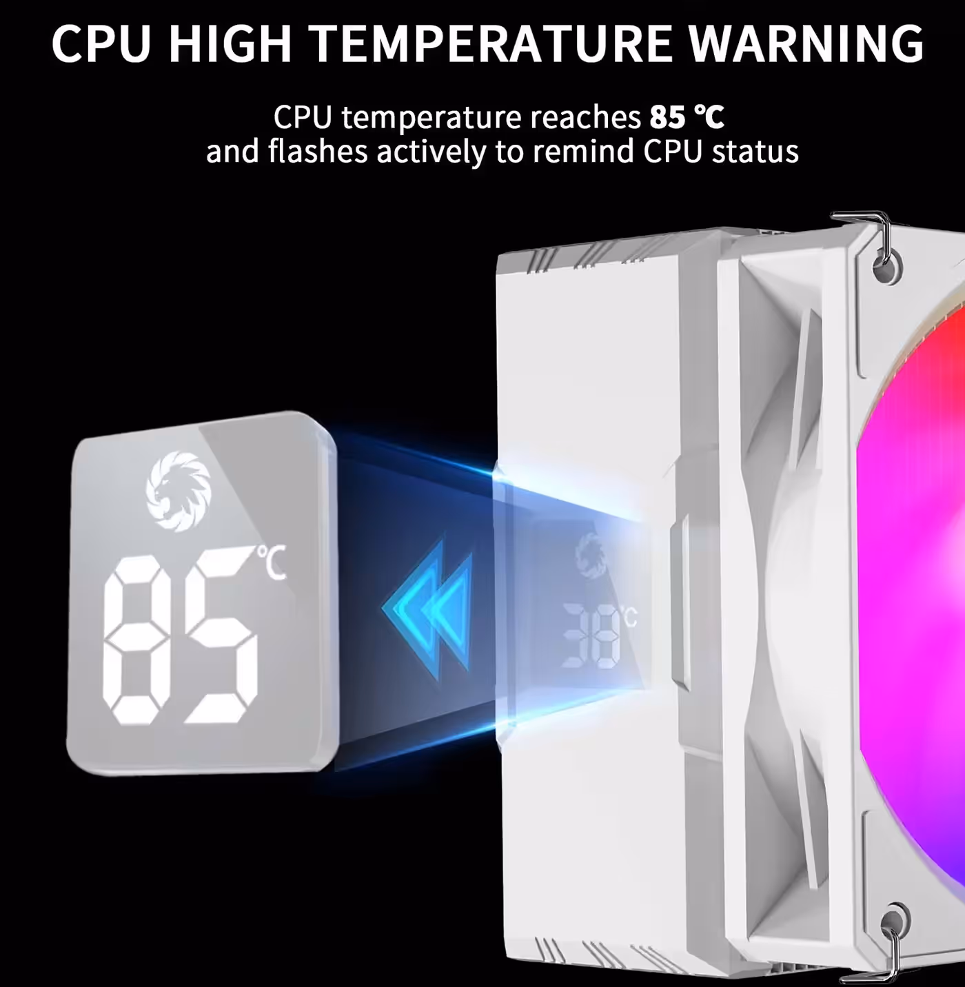 Digital display flashing a warning alert for high temperatures