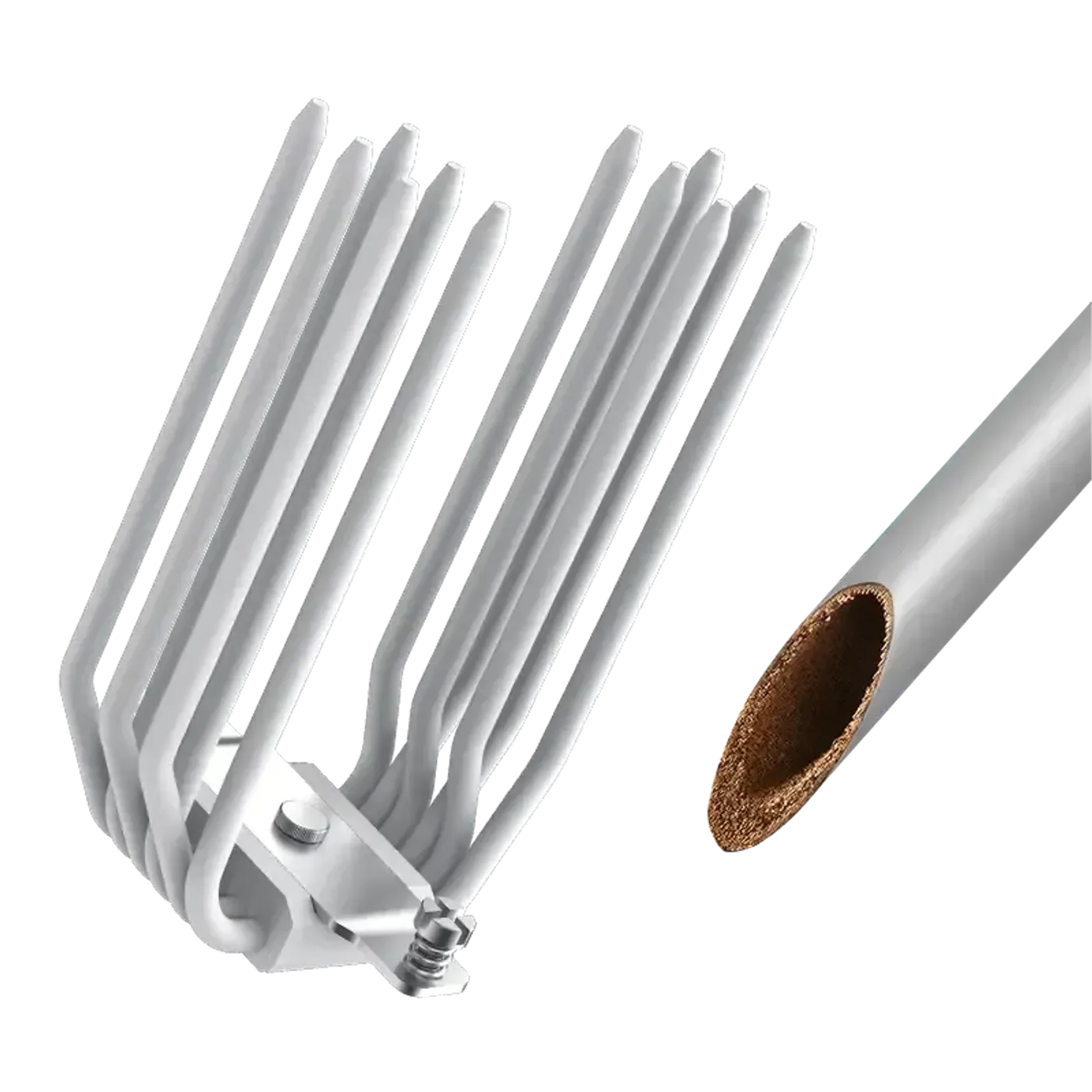 Six superconducting composite heatpipes integrated at the base of the cooler