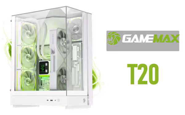 Gamemax T20-WH White M-ATX Gaming Case with ARGB - image 1 Gamemax T20-WH White M-ATX Gaming Case with ARGB - image 1