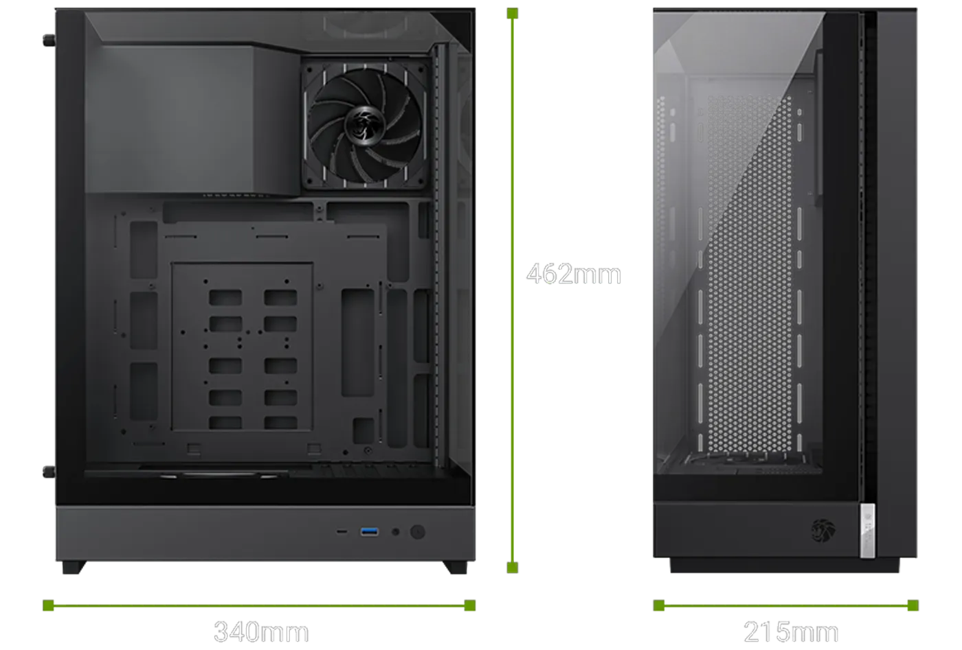 Gamemax T20 Compact Case Dimensions - Desktop View