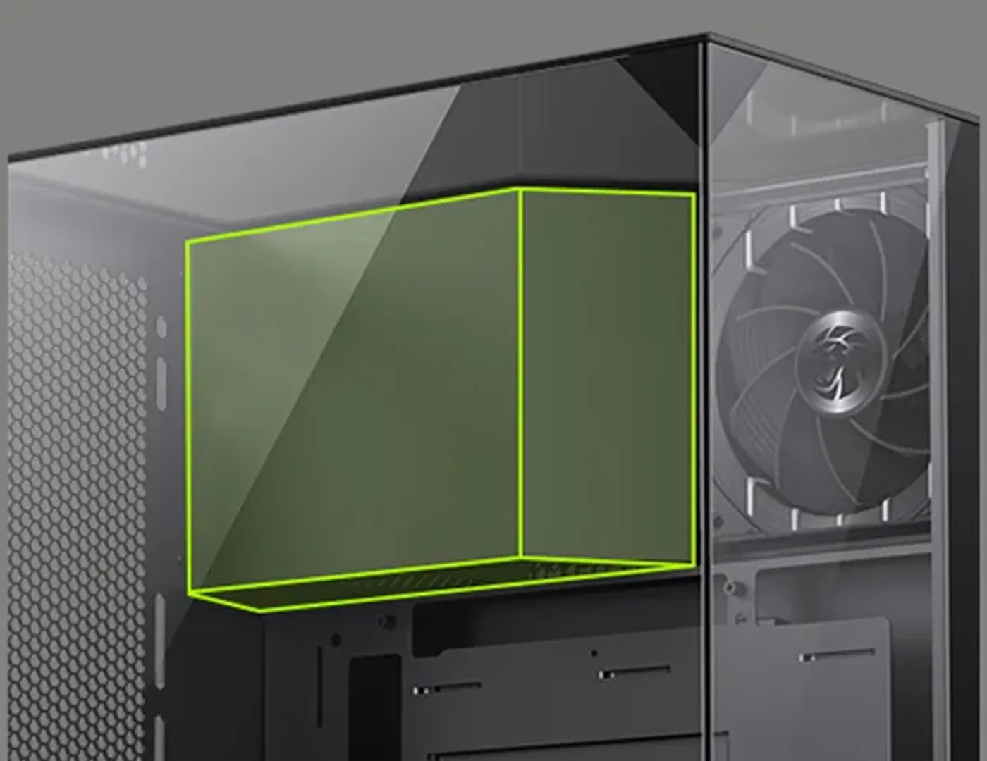 Top PSU Chamber in Gamemax T20 Case