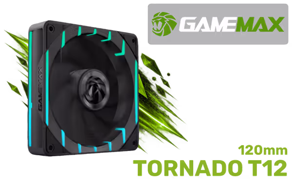 GAMEMAX Tornado T12 120mm ARGB PWM Fan — 2200RPM - image 1 GAMEMAX Tornado T12 120mm ARGB PWM Fan — 2200RPM - image 1