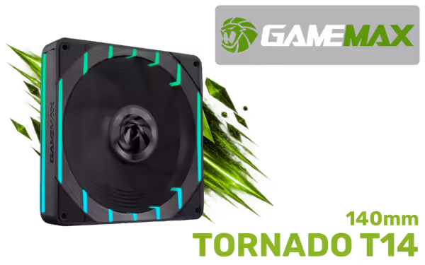 GAMEMAX Tornado T14 ARGB 140mm High-Airflow Case Fan - image 1 GAMEMAX Tornado T14 ARGB 140mm High-Airflow Case Fan - image 1