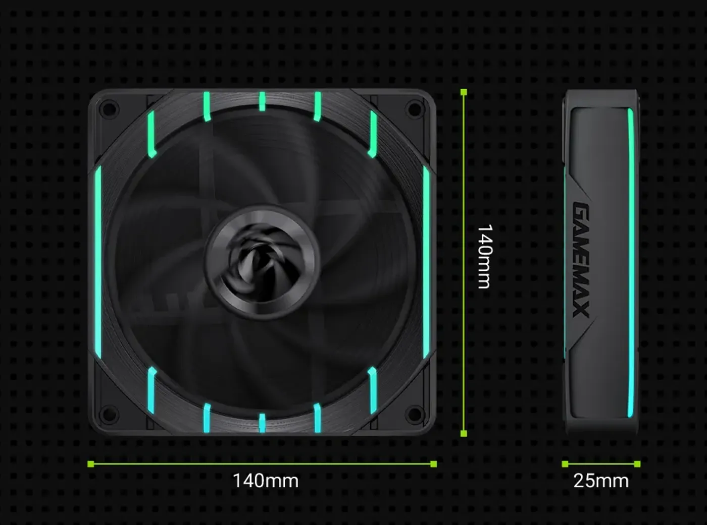 GAMEMAX PC case fans available in multiple sizes comparison chart