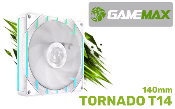 GAMEMAX Tornado T14 140mm ARGB Fan — High Airflow, Quiet - image 1 GAMEMAX Tornado T14 140mm ARGB Fan — High Airflow, Quiet - image 1