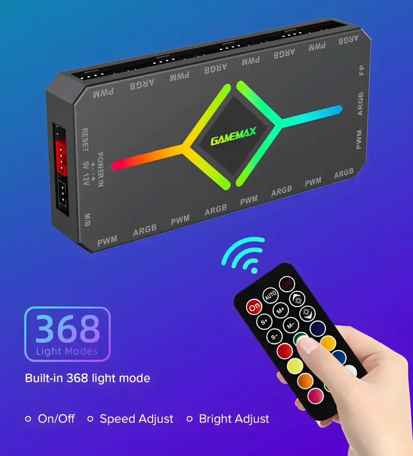 Temperature-based Gamemax PWM ARGB fan hub for quieter PC cooling