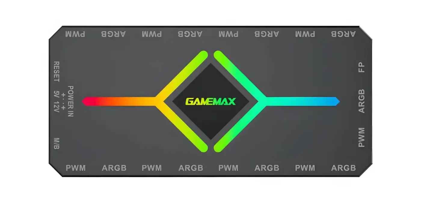 Gaming fan hub with multi-interface PWM and ARGB sync headers
