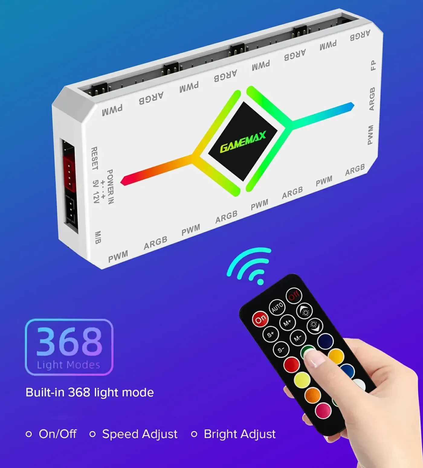 Temperature-based Gamemax PWM ARGB fan hub for quieter PC cooling