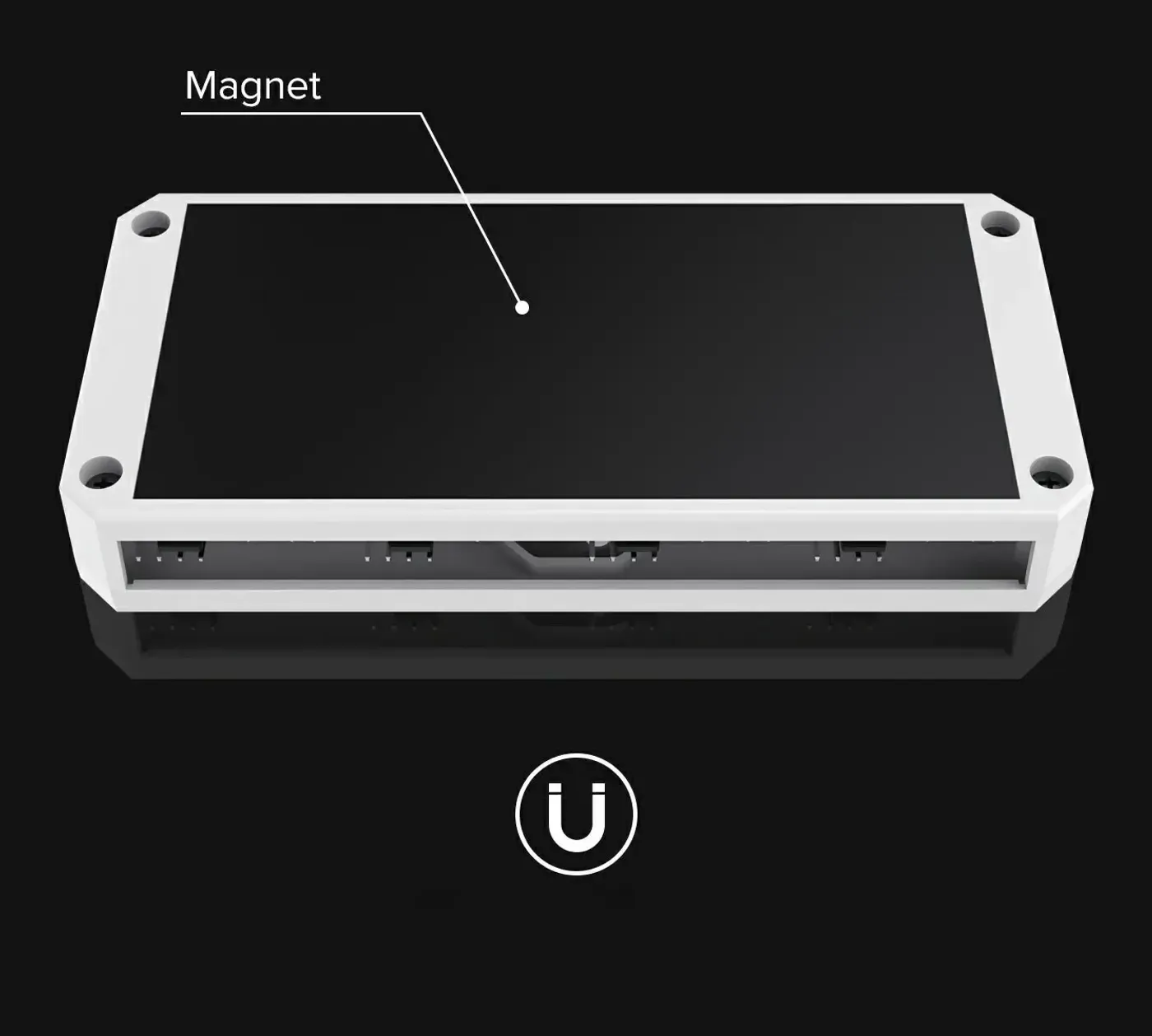 Magnetic white PWM ARGB fan hub ready for tool-free installation