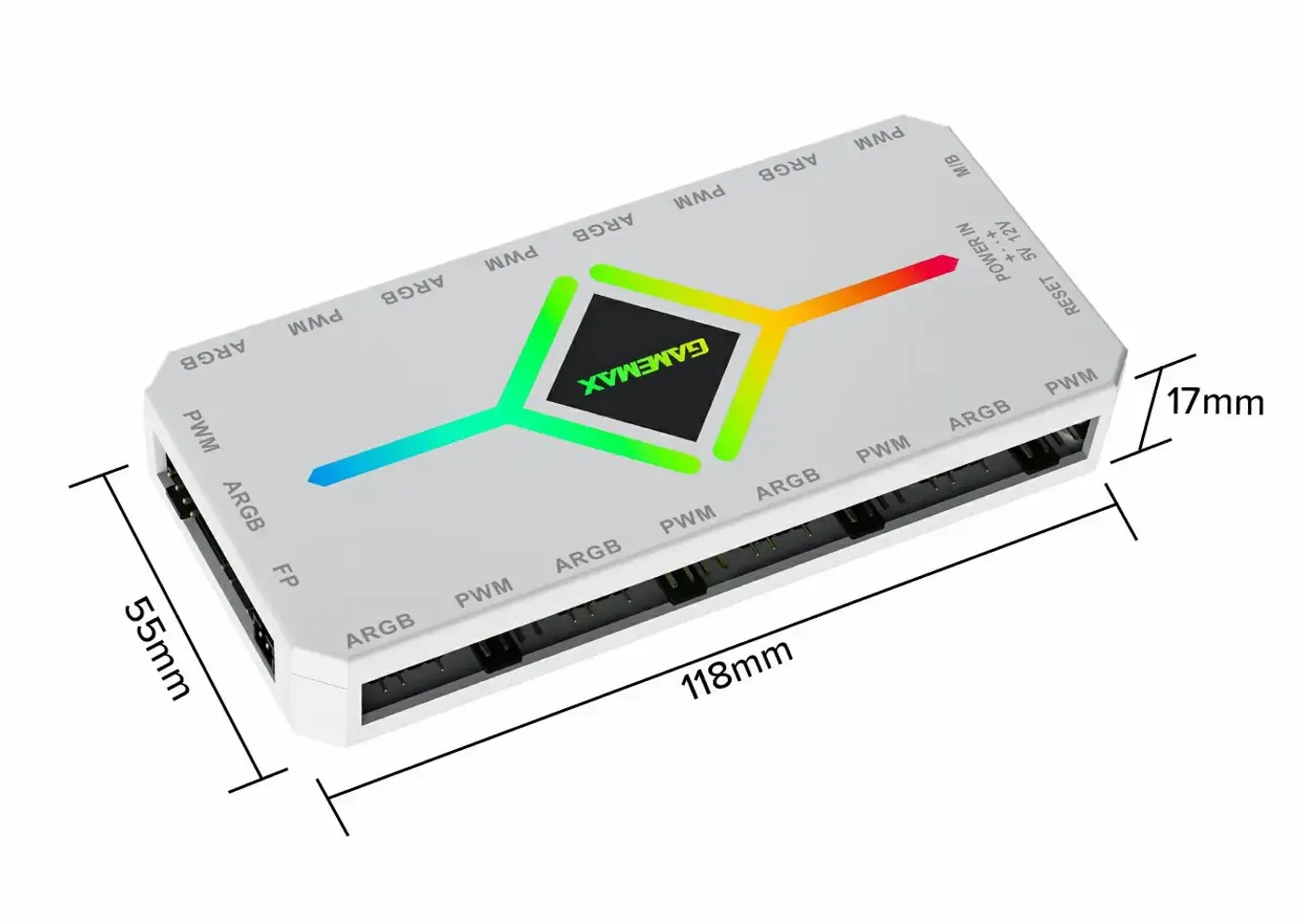 Magnetic bottom mount of the PWM ARGB fan hub against a metal chassis panel