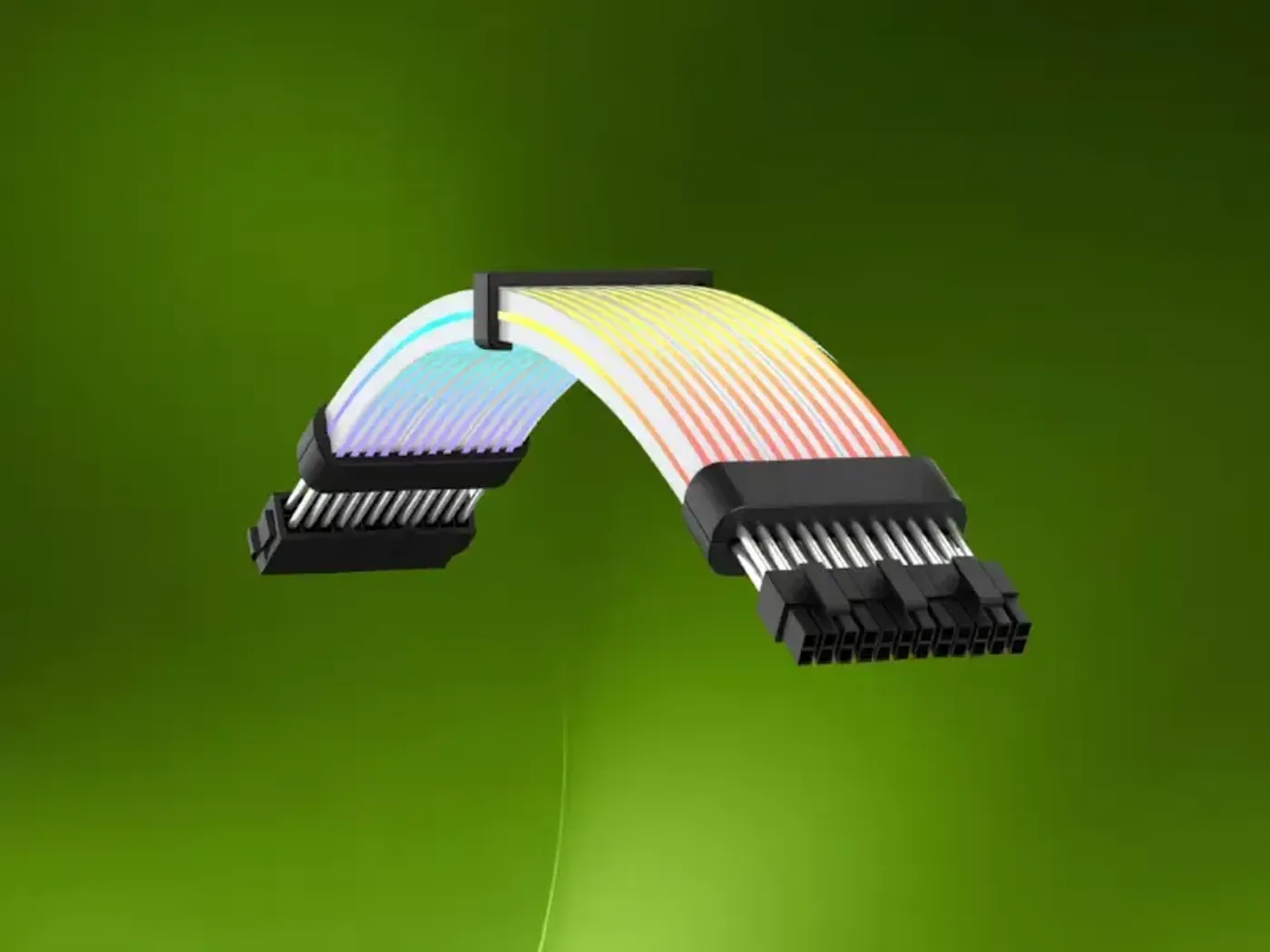 Detail of the silver-plated wiring inside the GameMax VGA 3x8pin extension cable