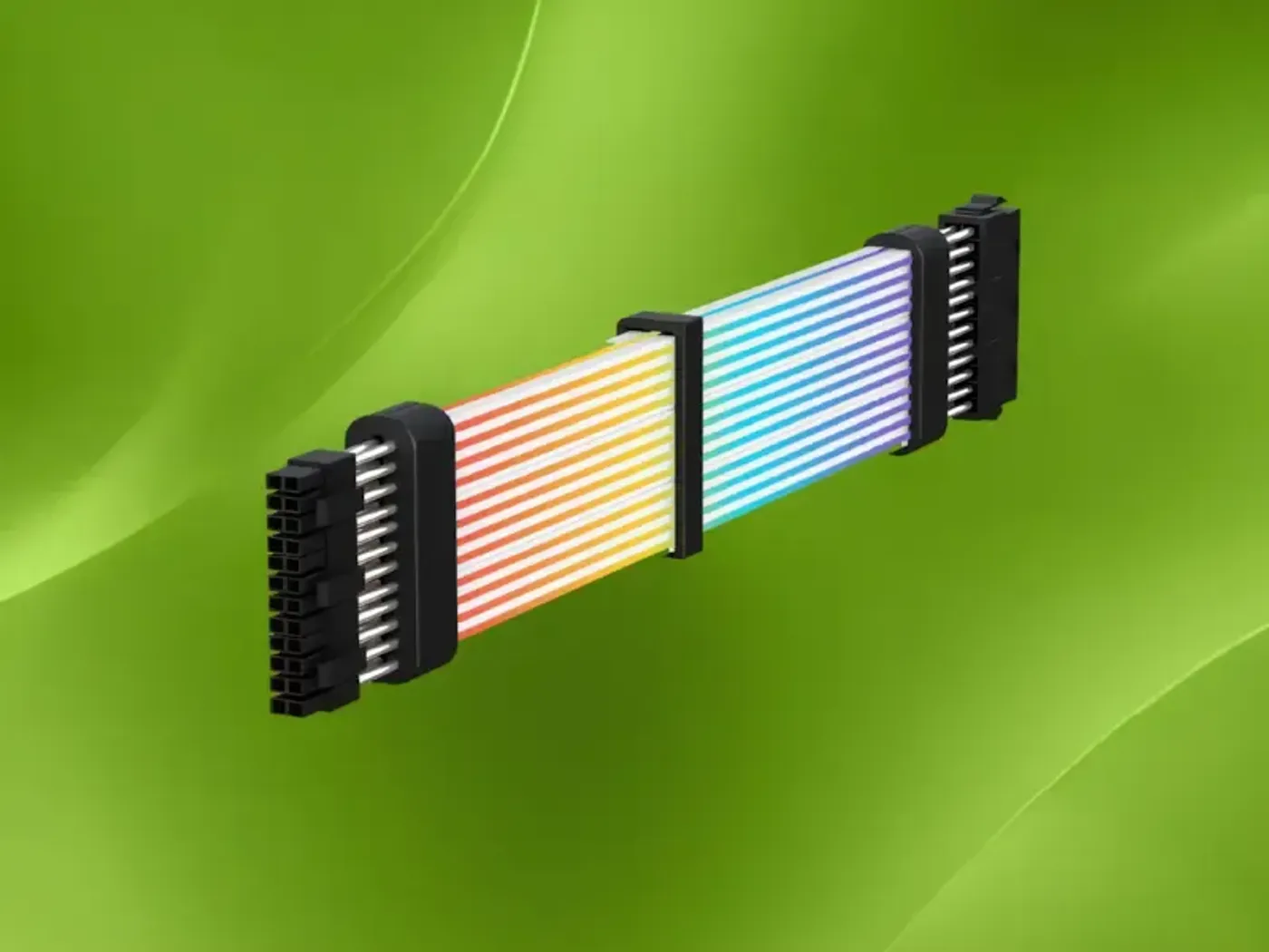 Triple 8-pin GPU power extension cable laid out showing all three connectors