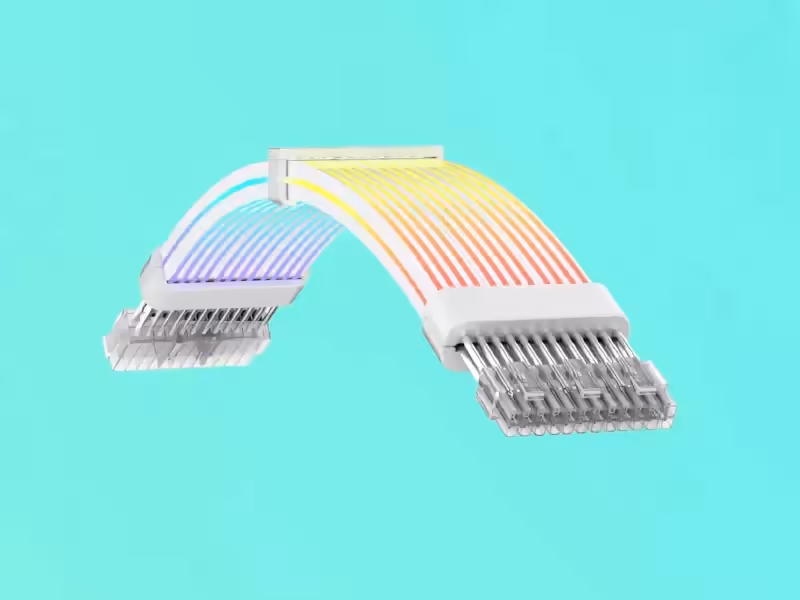 Tidy cable routing with white ARGB power extension cable