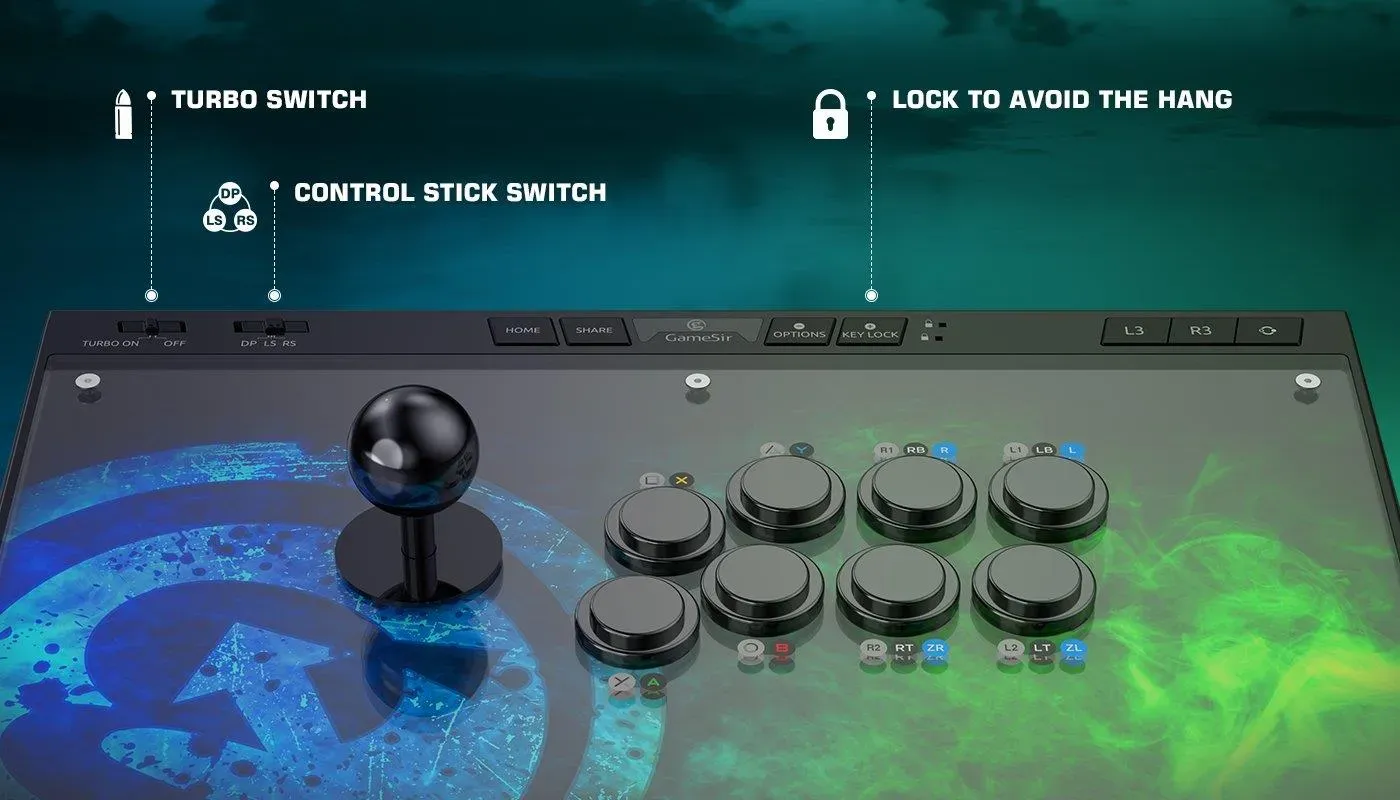 Aluminium alloy frame of the GameSir C2 arcade fightstick