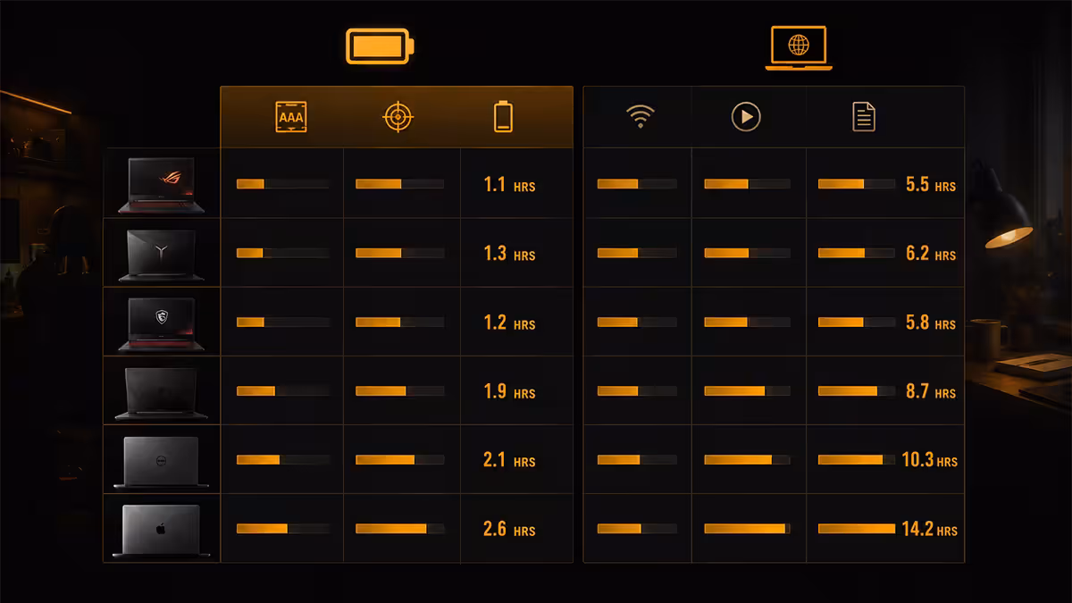 Gaming vs normal laptop battery