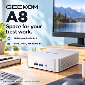 GEEKOM A8 Mini PC Ryzen 9-8945HS, 32GB/1TB, Wi-Fi 6E - image 2