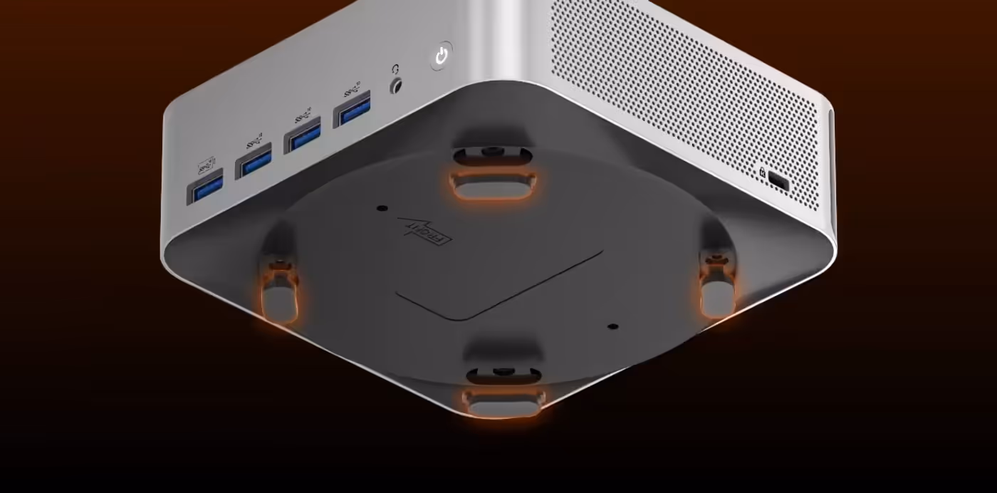 Precision-molded anti-slip feet for maximum desktop stability
