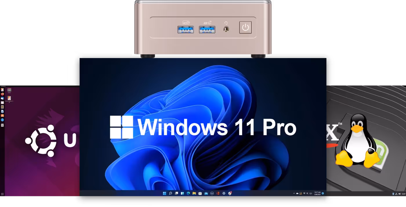 GEEKOM Mini PC showcasing flexible operating system compatibility
