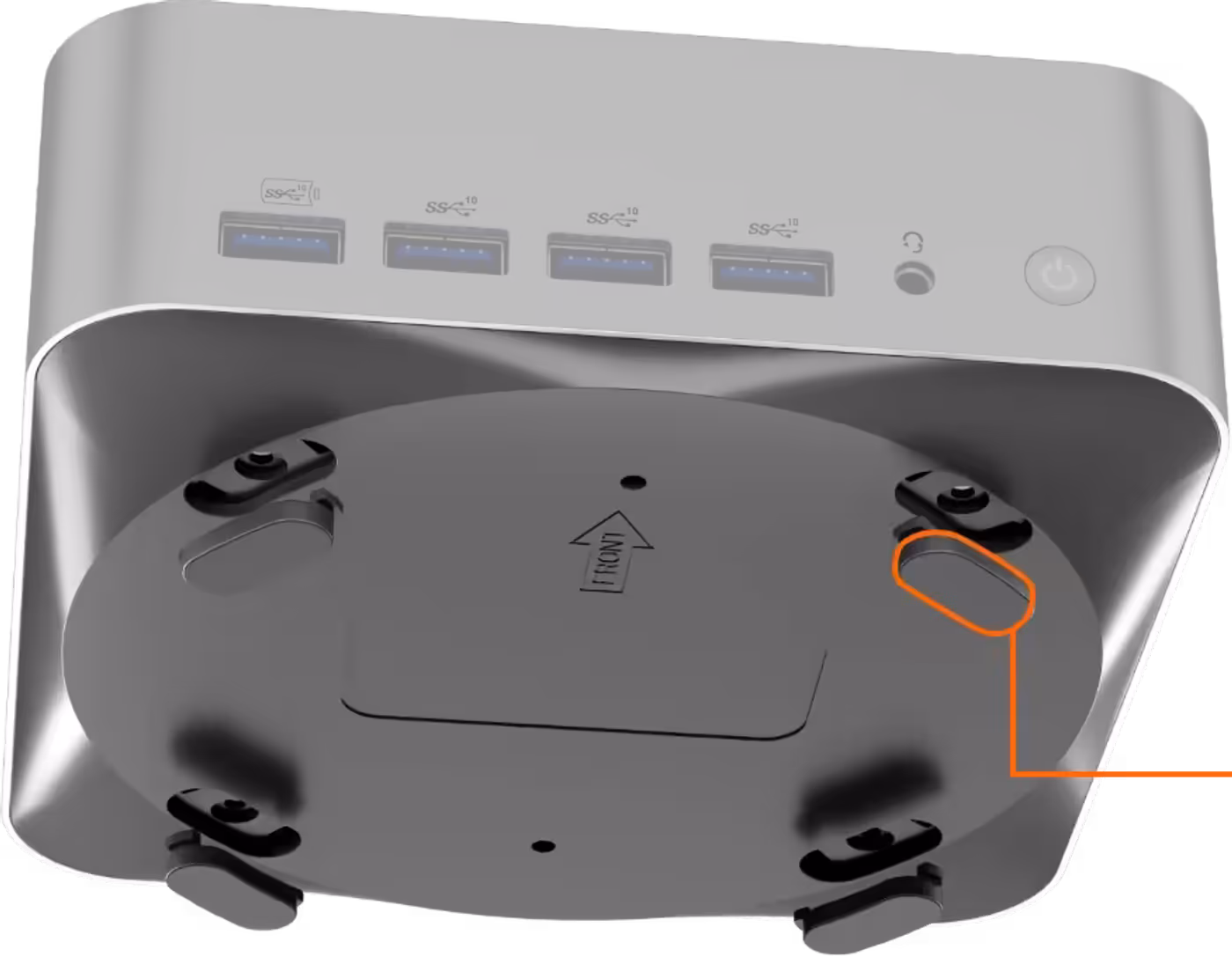 Anti-slip pads on the base of the GEEKOM A8 Max
