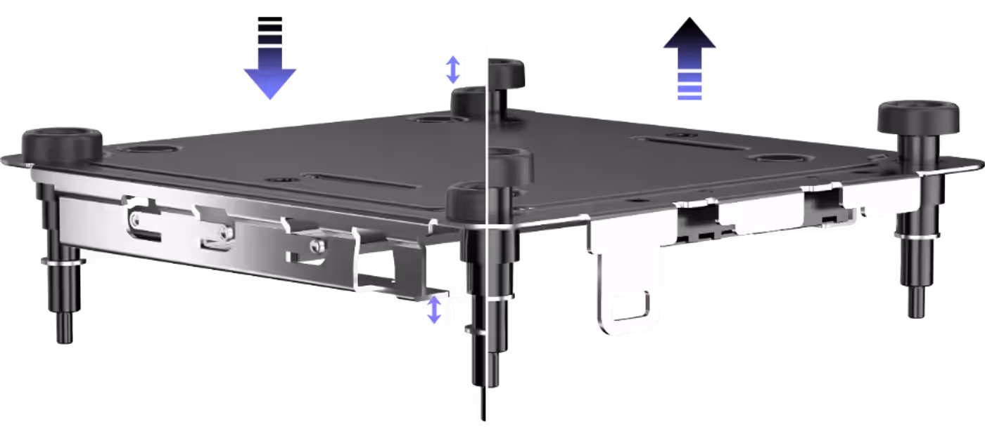 Mini PC base with anti-skid pads and tool-free screws